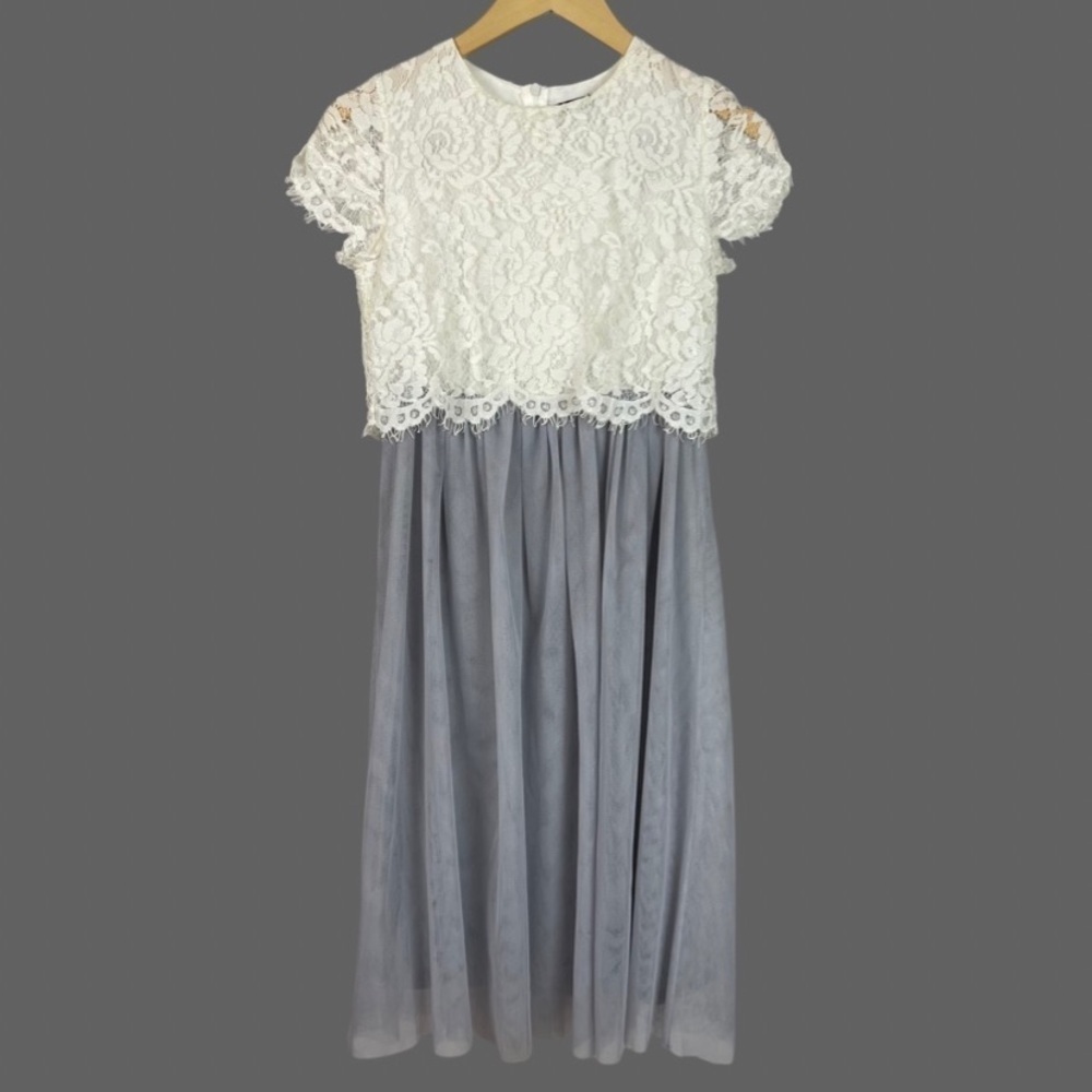 Boohoo Women's Size 1 Lace Boho Tulle Pleat Formal Dress Event Dance Wedding